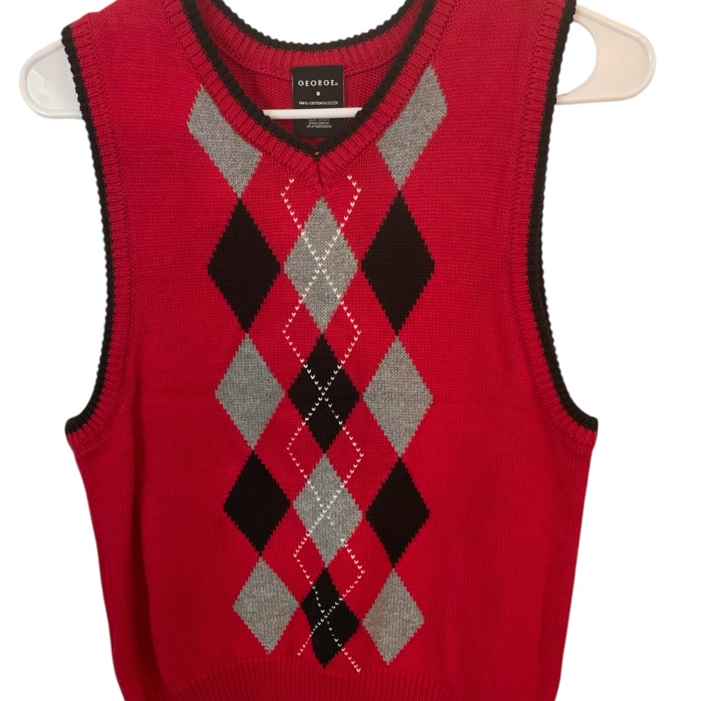 George Red Argyle Knit Vest